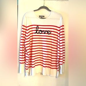Cute sweater.  Red and white sweater with love written on front.  Size 2X.